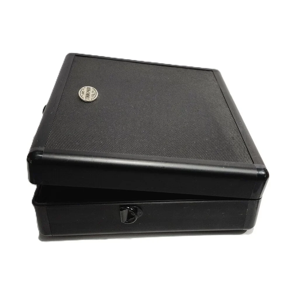 1915 Thompson & Co. Inc. Black & Silver Metal Travel Humidor Cigar & Acces Case